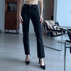 Black straight leg denim